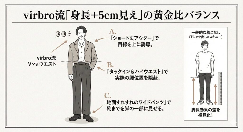 virbro流「身長+5cm見え」の黄金比バランス