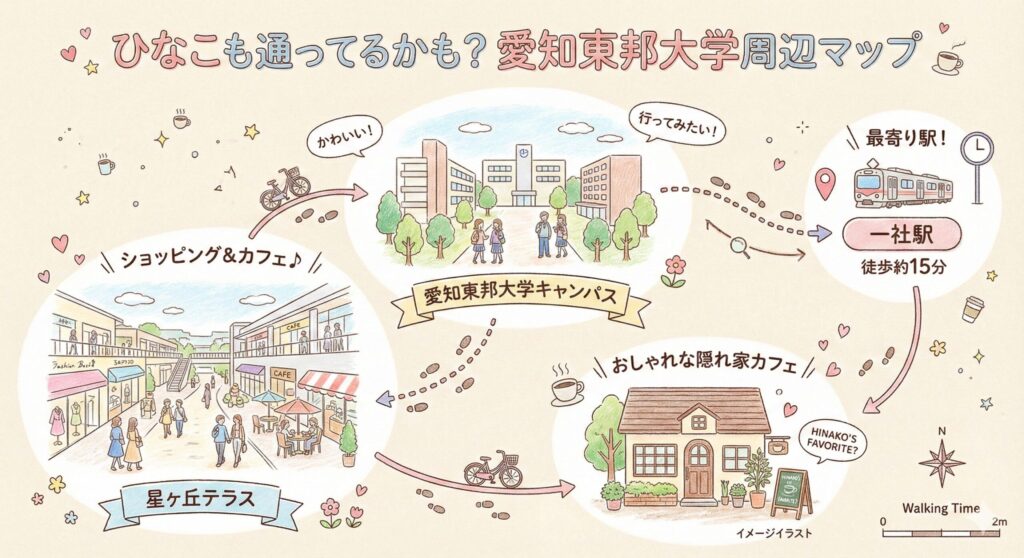 ひなこも通ってるかも？愛知東邦大学周辺マップ
