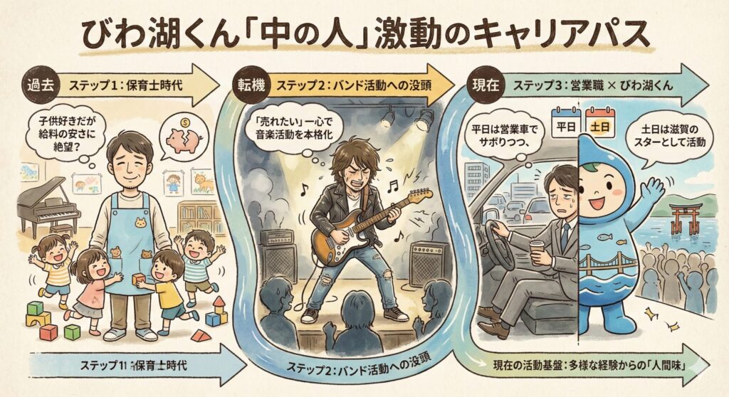 びわ湖くん「中の人」のキャリア変遷図