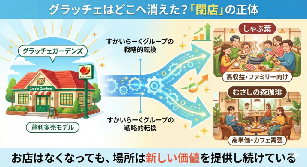 グラッチェガーデンズの「発展的解消」イメージ図