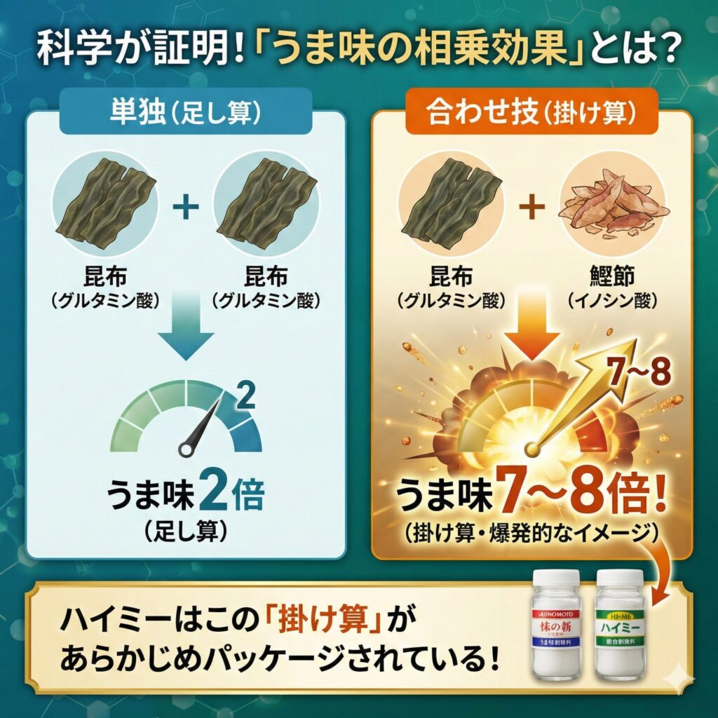 うま味の相乗効果メカニズム図解