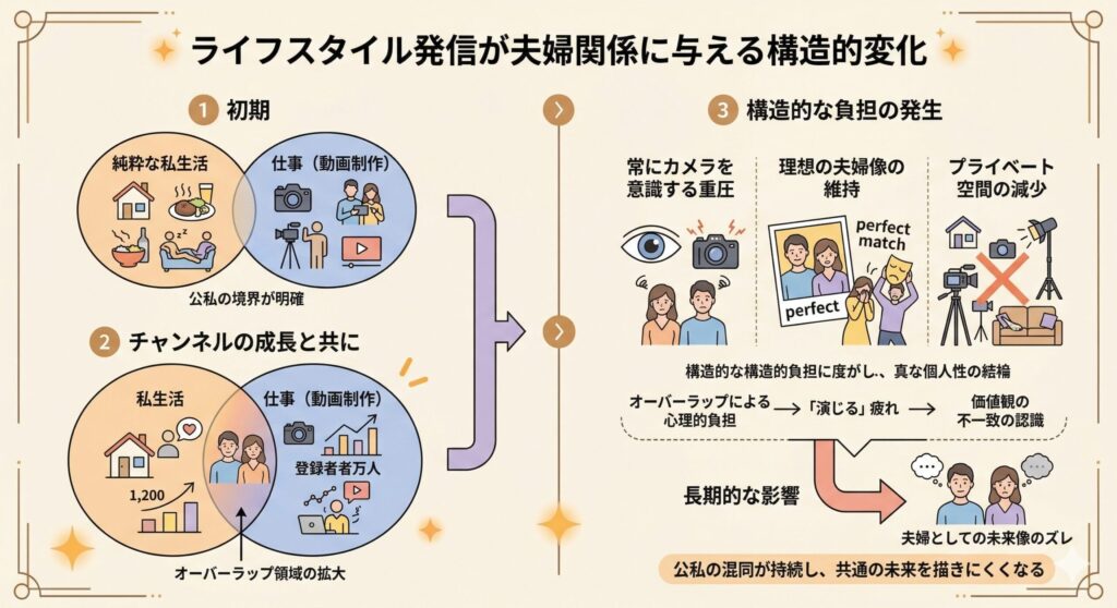 クリエイター夫婦における私生活と仕事のオーバーラップ構造図