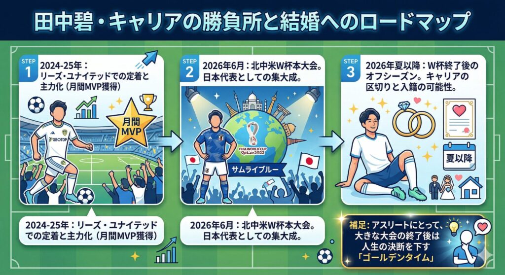 田中碧のキャリアと結婚マイルストーンの相関図