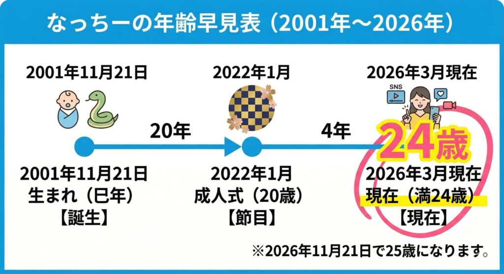 なっちーの年齢カウントアップ年表