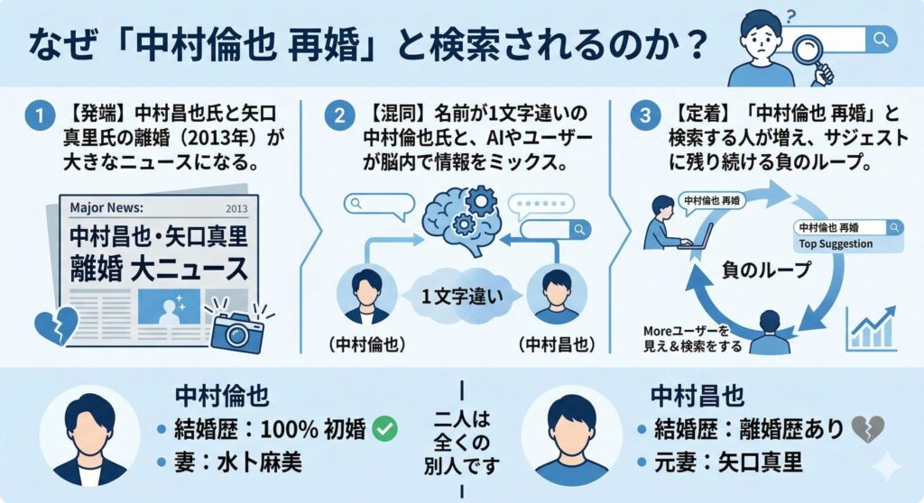中村倫也「再婚説」の誤解メカニズム図解