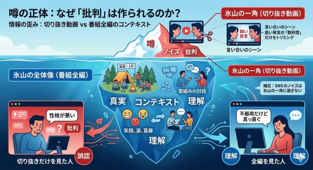 情報の歪み:切り抜き動画 vs 番組全編のコンテキスト
