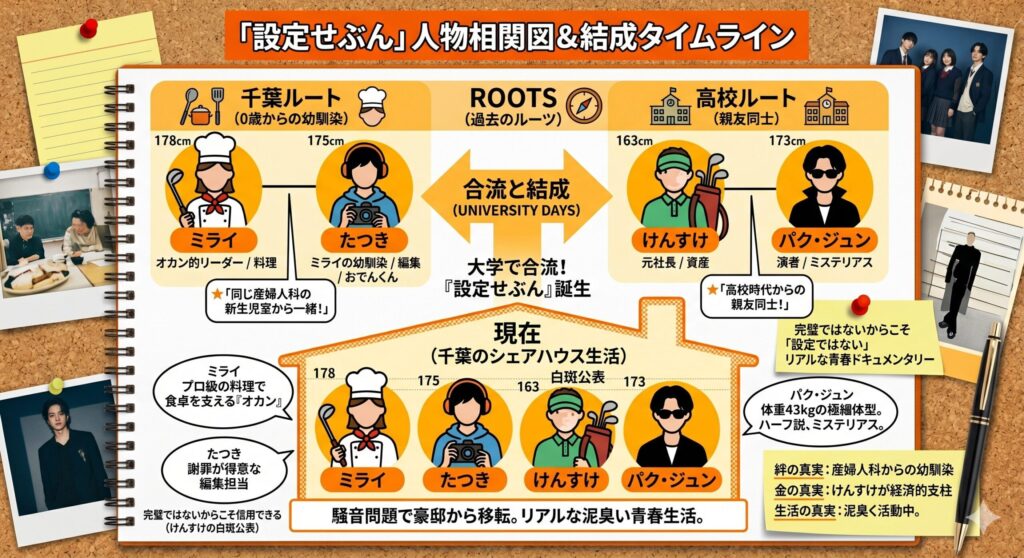 設定せぶん 人物相関図&結成タイムライン