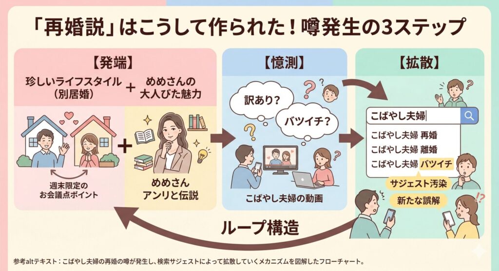 噂の発生構造を示すインフォグラフィック