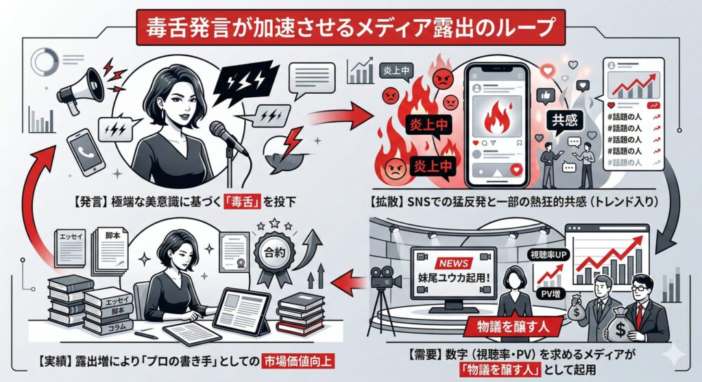 妹尾ユウカ氏における「炎上と注目」の構造ループ