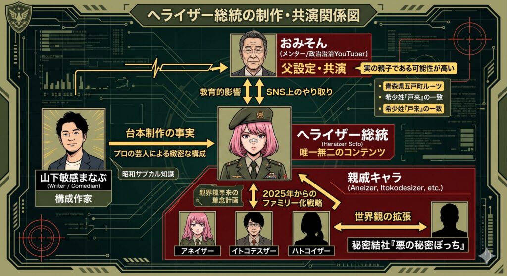 ヘライザー総統の制作・共演関係図