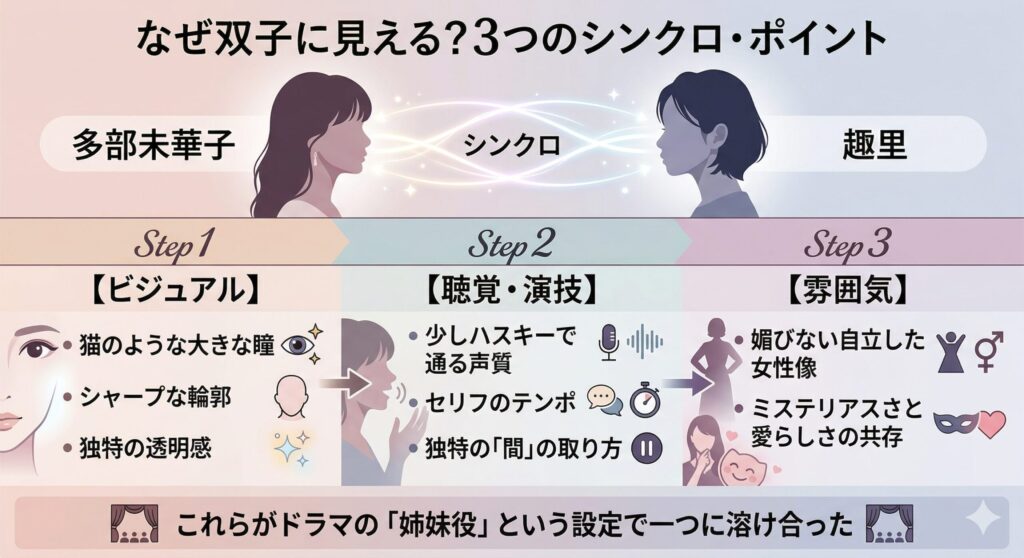 多部未華子と趣里の「シンクロ」分析マップ