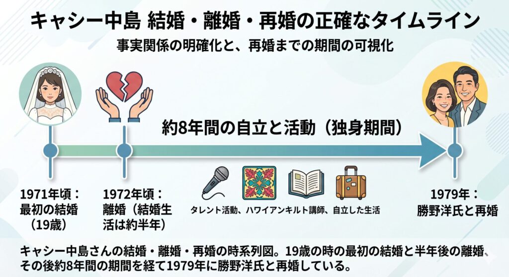 キャシー中島 結婚・離婚・再婚の正確なタイムライン