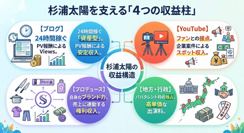 杉浦太陽の収益ポートフォリオ図解