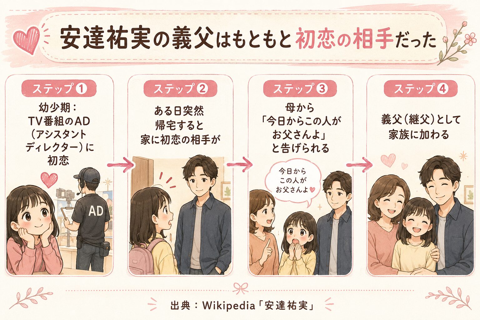 安達祐実の2人の子供と各父親の関係図